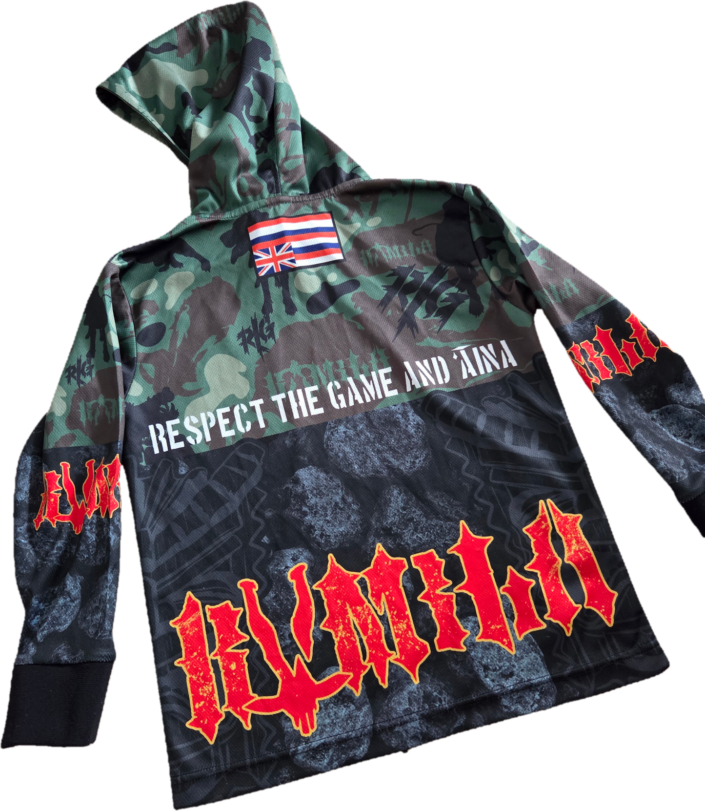 Pre Order. Hooded Woodland Camo/Rock . L/S