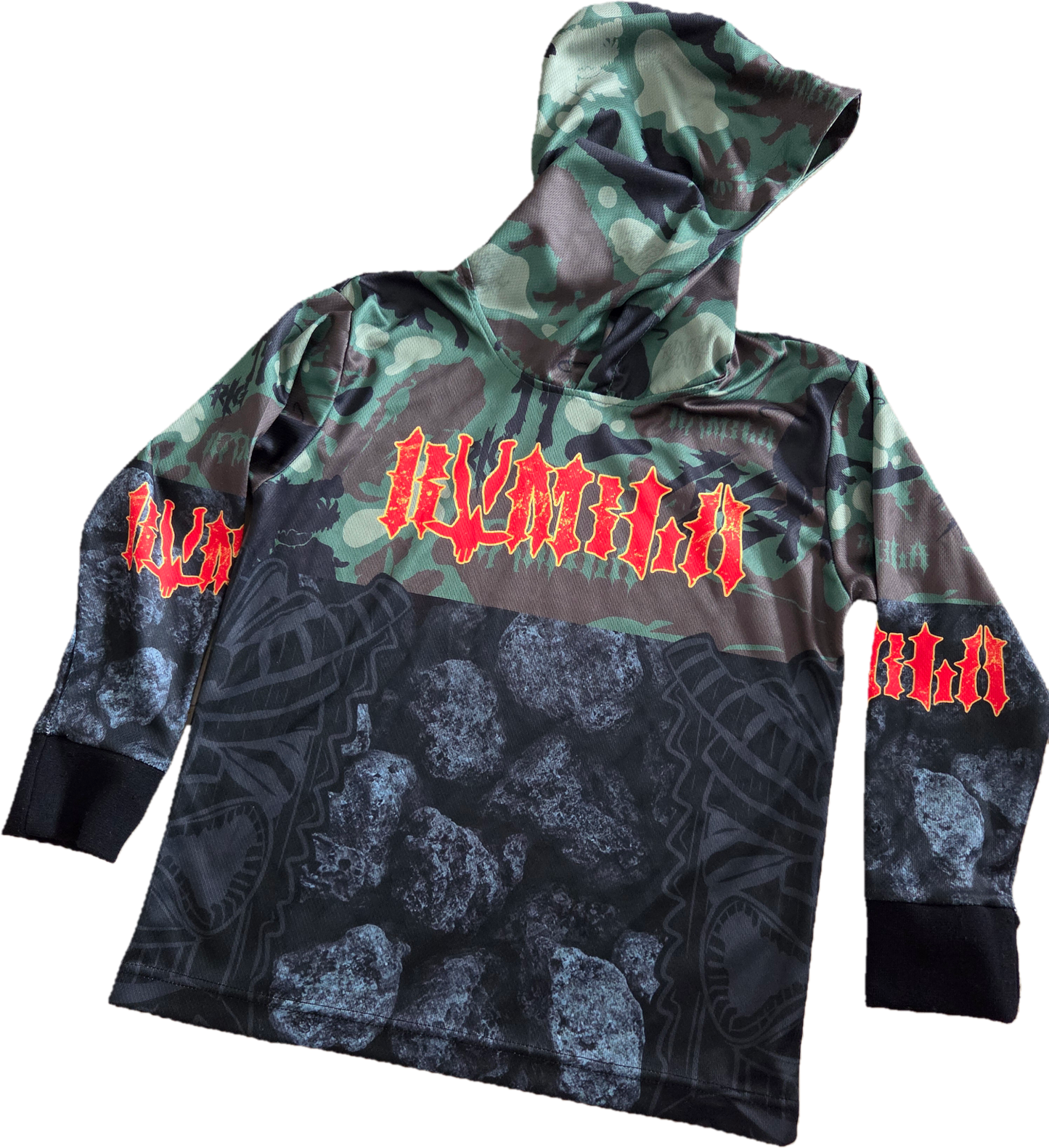 Pre Order. Hooded Woodland Camo/Rock . L/S